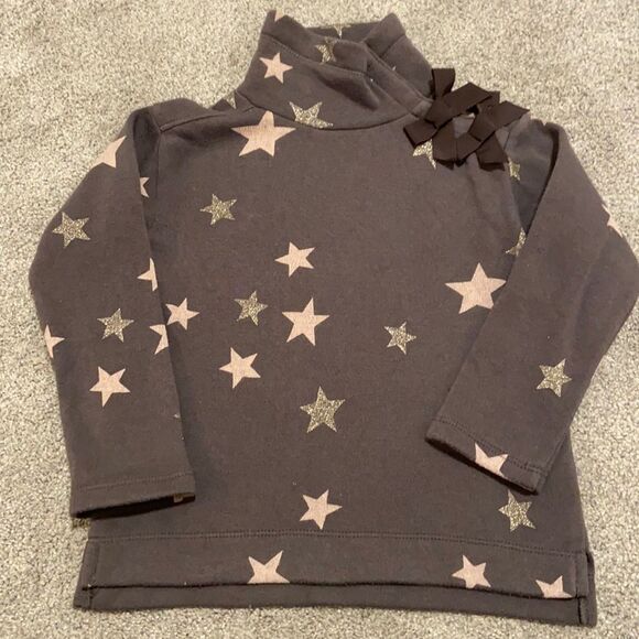 Crew Cuts sweater size 2 gray with stars bows cotton winter spring - Picture 1 of 8